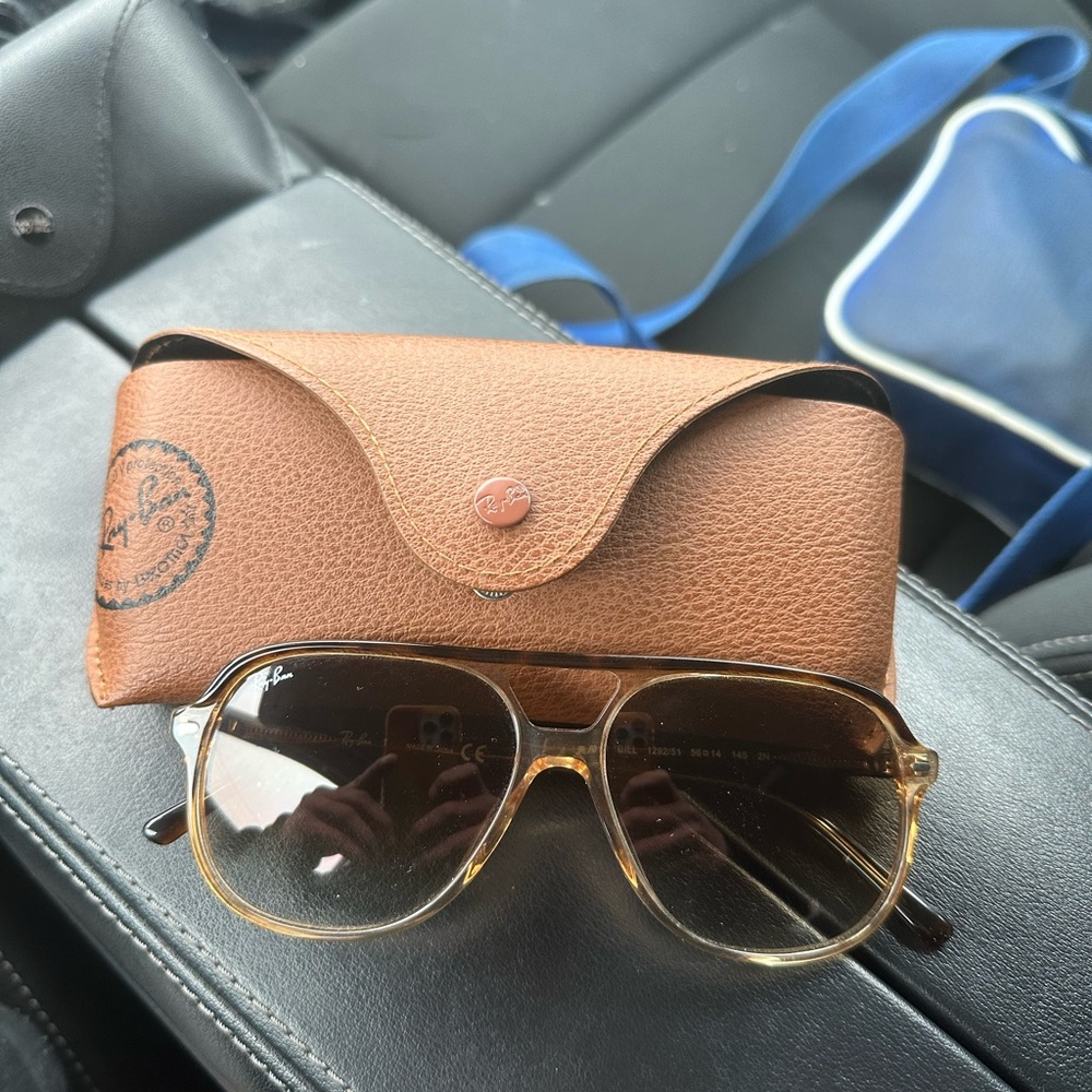 Ray-Ban Tan Leather Sunglasses Case